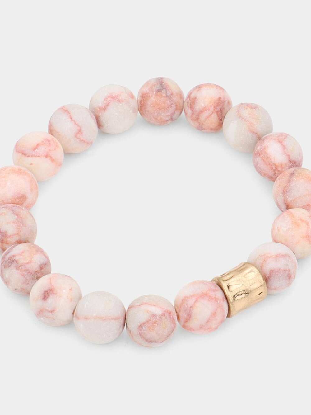 Red Vein Jasper Semi Precious Stone Beaded Stretch Bracelet - Boho Stacking